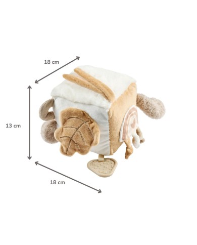 Cube d’Activité Doux Lapidou - 18 cm - Beige