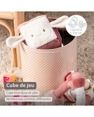 Cube d’Activité Doux Lapidou - 18 cm - Rose poudré