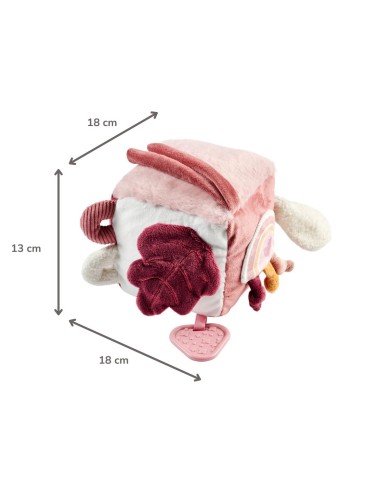 Cube d’Activité Doux Lapidou - 18 cm - Rose poudré