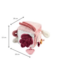 Cube d’Activité Doux Lapidou - 18 cm - Rose poudré