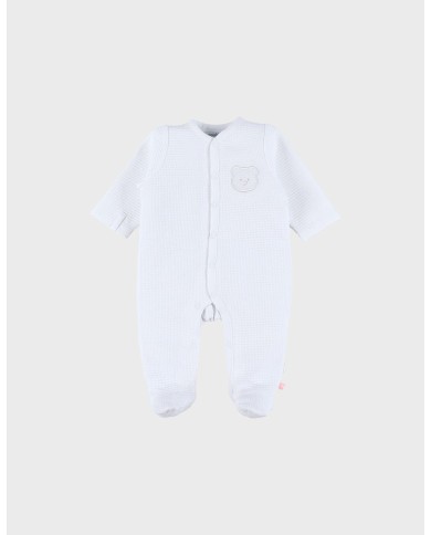 Pyjama en coton blanc brodé