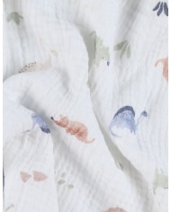 Lot de 3 tétras 70*70cm, mousseline de coton bio - Dino
