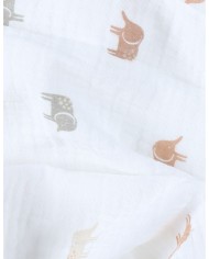 Lot de 3 tétras 70*70cm, mousseline de coton bio - Eléphants