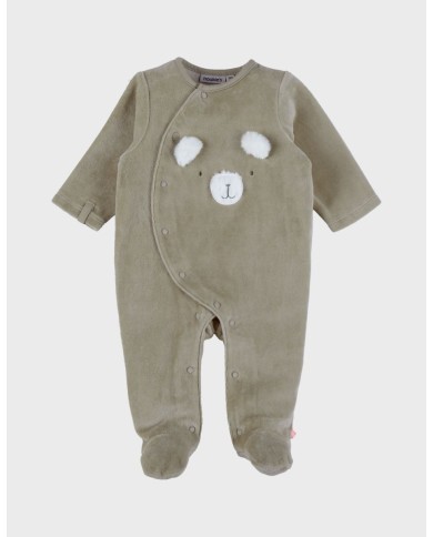 Pyjama velours brodé - Khaki