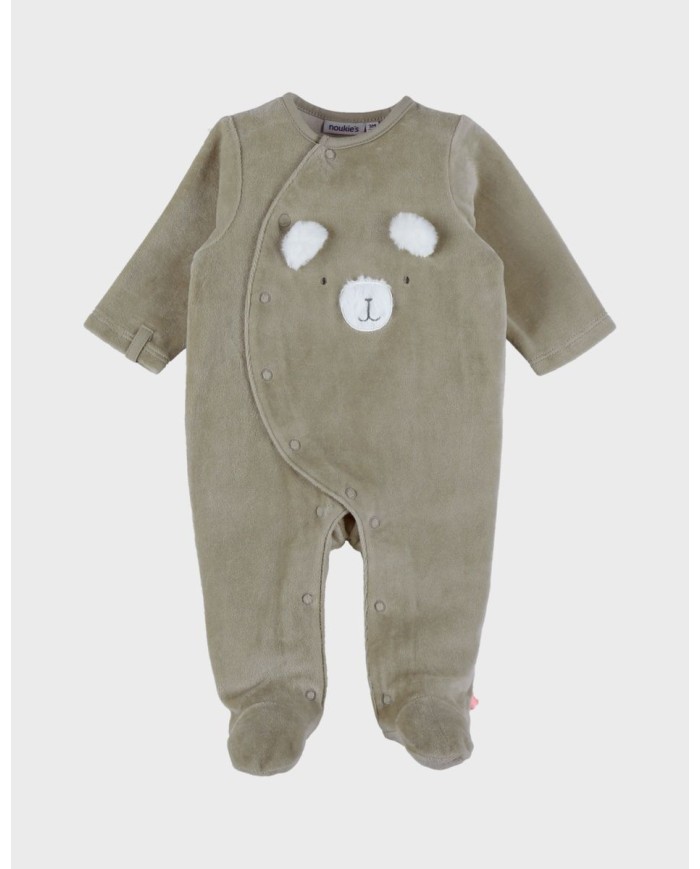 Pyjama velours brodé - Khaki