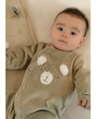 Pyjama velours brodé - Khaki