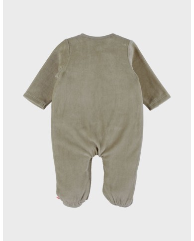 Pyjama velours brodé - Khaki