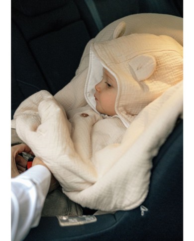 Poncho bébé 18-36 mois, mousseline de coton bio - Beige