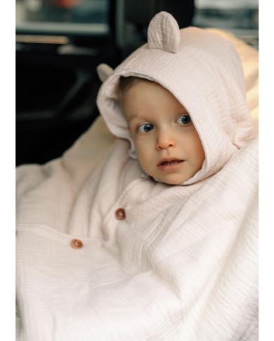 Poncho bébé 18-36 mois, mousseline de coton bio - Beige