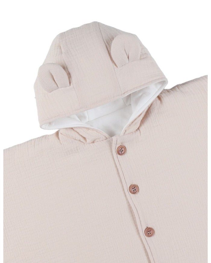Poncho bébé 6-18 mois, mousseline de coton bio - Beige