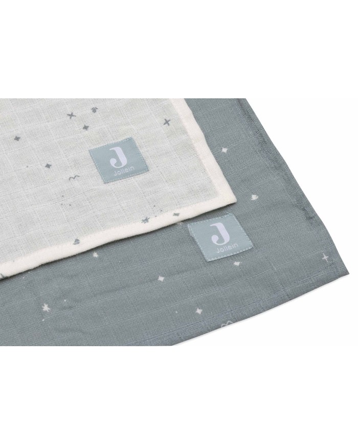 Tétras gaze de coton 115x115cm - Twinkling - 2 Unités - Sea Green