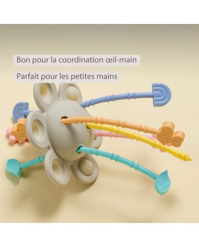 Jouet Montessori pour bébé en silicone - 20 cm - Multicolore
