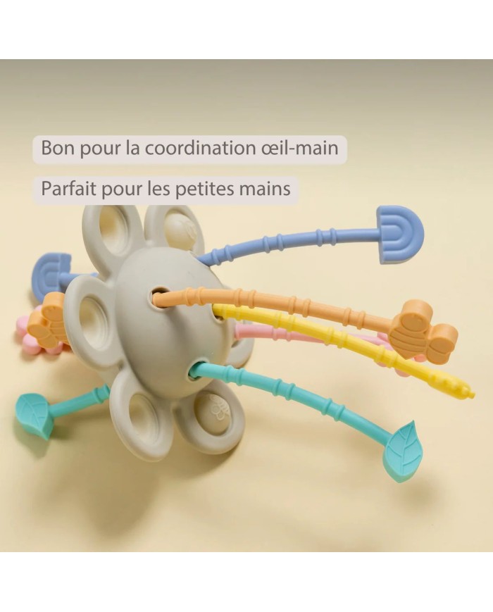 Jouet Montessori pour bébé en silicone - 20 cm - Multicolore