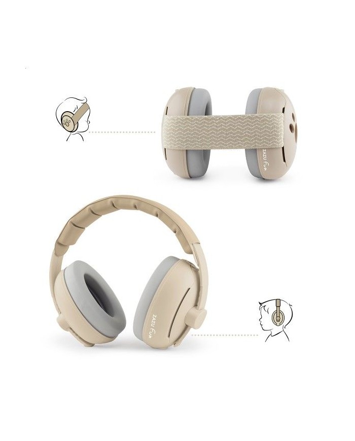 Casque de protection auditive 2 en 1 pour bébé/junior - Beige