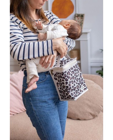 Pochette repas isotherme - Leopard clay
