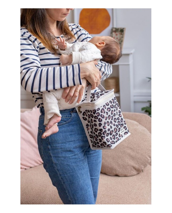 Pochette repas isotherme - Leopard clay