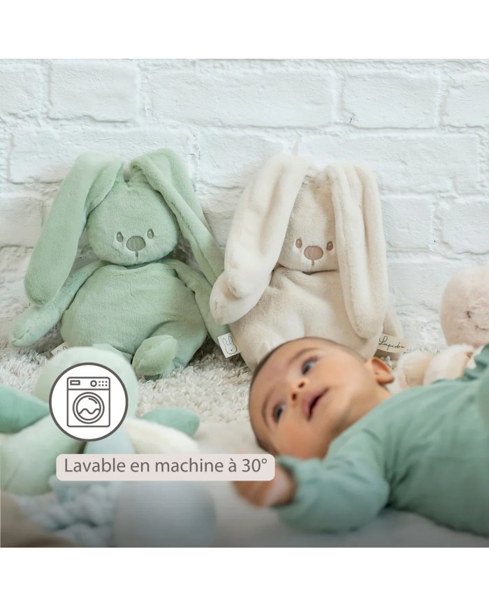 Lapin en peluche Lapidou - 30 cm - Vert tilleul