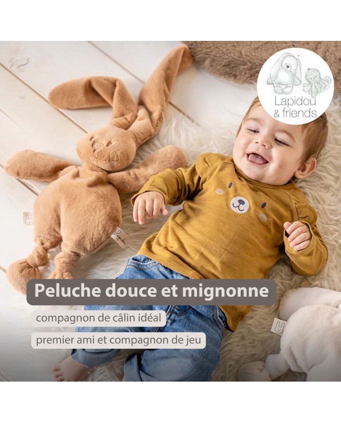 Lapin en peluche Lapidou - 30 cm - Beige chaud