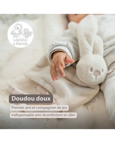 Doudou lapin lapidou 27x27 cm- Sable