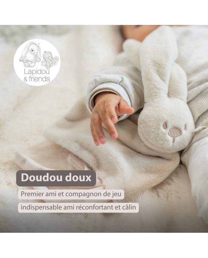 Doudou lapin lapidou 27x27 cm- Sable