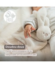 Doudou lapin lapidou 27x27 cm- Sable