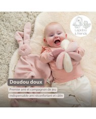 Maxi-doudou lapin lapidou 65x40 cm - Rose poudré