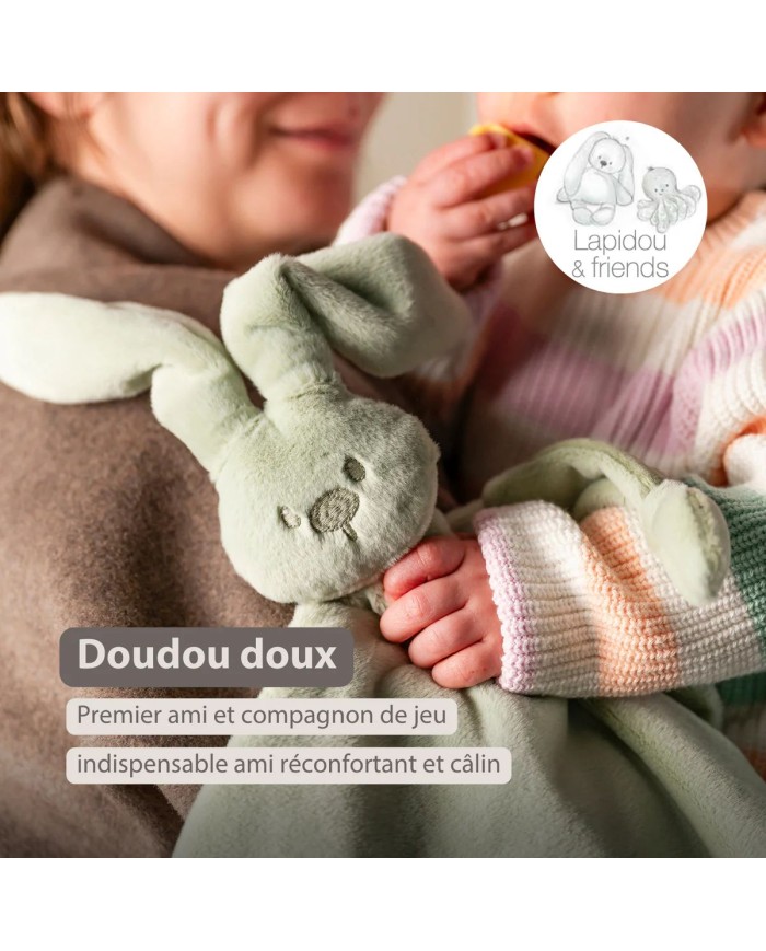 Maxi-doudou lapin lapidou 65x40 cm - Vert tilleul