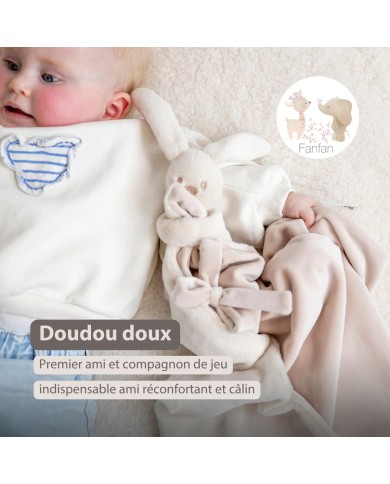 Doudou couverture lapin lapidou 50x50 cm - Sable