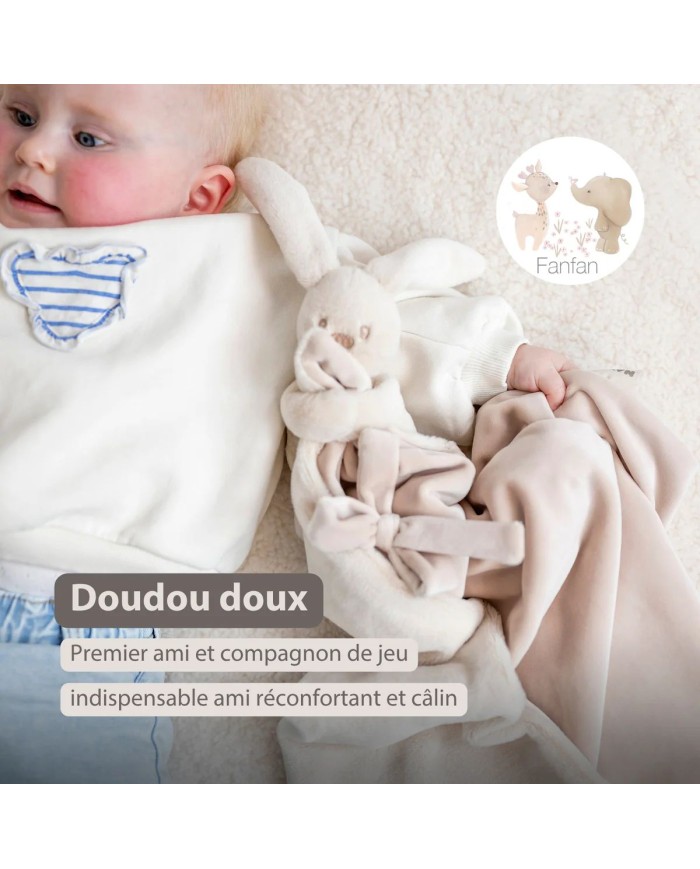 Doudou couverture lapin lapidou 50x50 cm - Sable