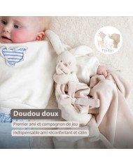 Doudou couverture lapin lapidou 50x50 cm - Sable