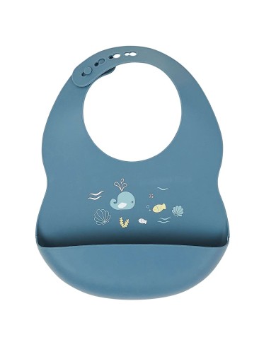 Bavoir réglable avec bac récupérateur en silicone - Imprimé bleu infinity