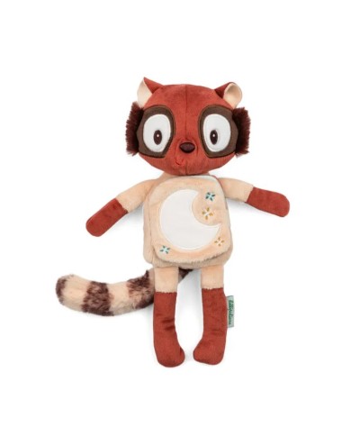 Peluche phosphorescente et livre en tissu Elvis le lémurien