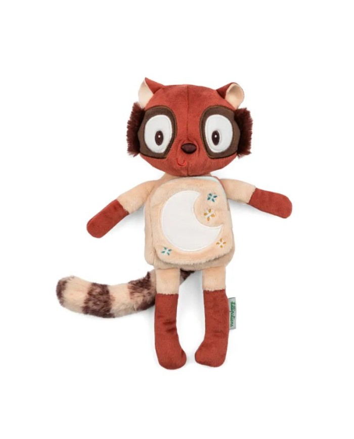 Peluche phosphorescente et livre en tissu Elvis le lémurien