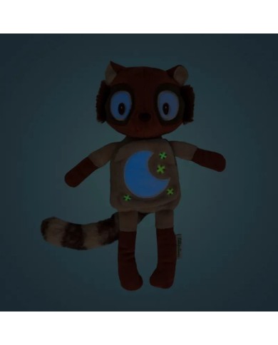 Peluche phosphorescente et livre en tissu Elvis le lémurien