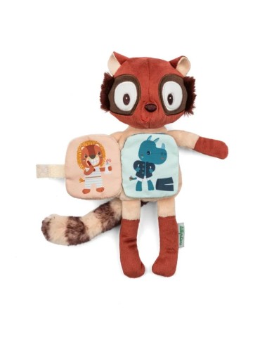 Peluche phosphorescente et livre en tissu Elvis le lémurien