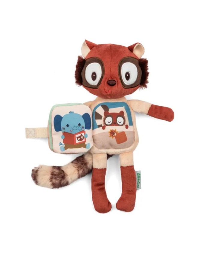 Peluche phosphorescente et livre en tissu Elvis le lémurien