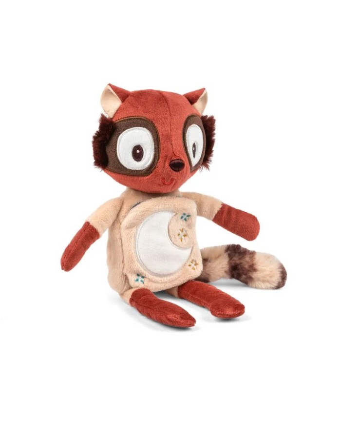 Peluche phosphorescente et livre en tissu Elvis le lémurien