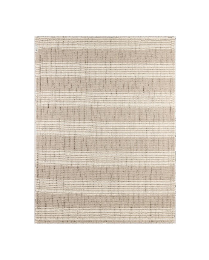Couverture 75x100 cm en mousseline prélavée jacquard - Stripe Sand