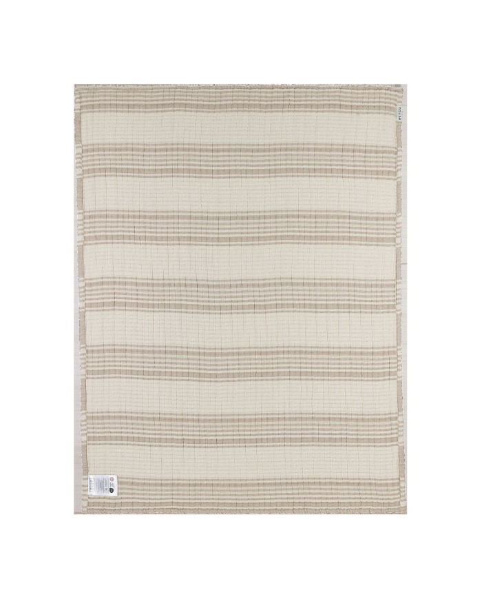 Couverture 75x100 cm en mousseline prélavée jacquard - Stripe Sand