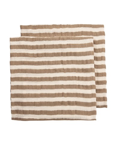 Lot de 2 tétras 70x70 cm prélavés- Fat Stripe Taupe