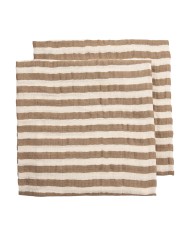 Lot de 2 tétras 70x70 cm prélavés- Fat Stripe Taupe