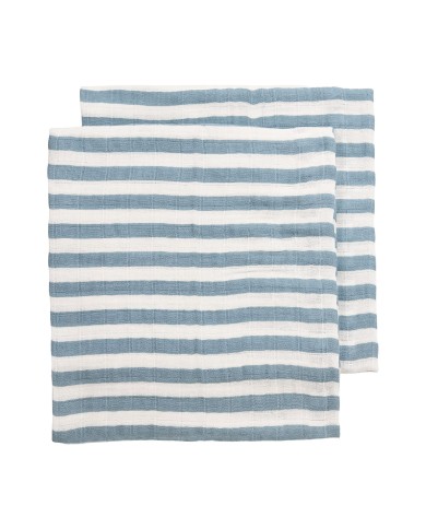 Lot de 2 tétras 70x70 cm prélavés- Fat Stripe Blue Jeans