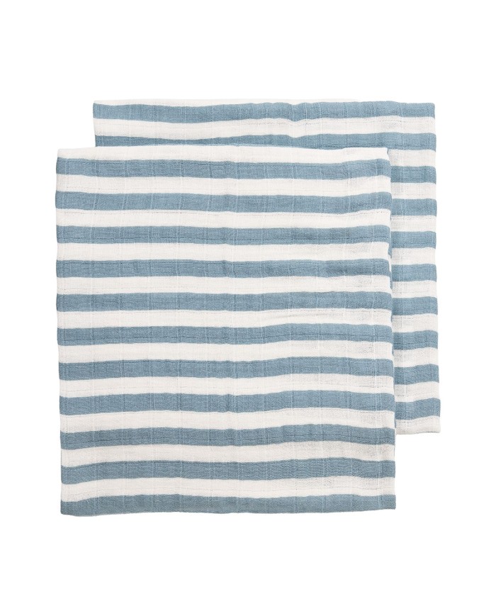 Lot de 2 tétras 120x120 cm prélavés - Fat Stripe Blue jeans