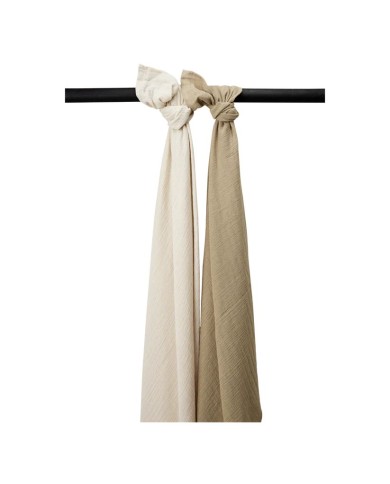 Lot de 2 tétras 120x120 cm prélavés - Uni soft sand/taupe