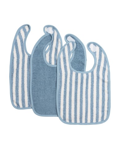 Lot de 3 bavoirs - Stripe blue jeans