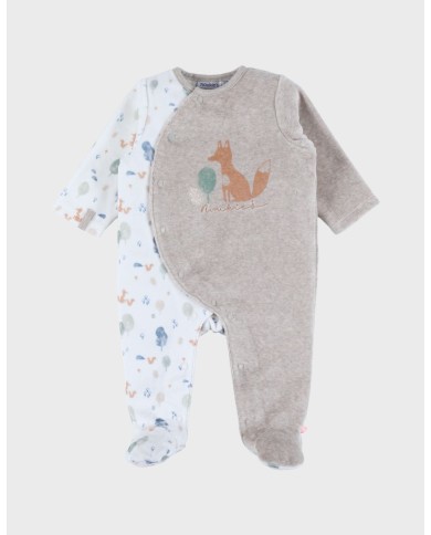 Pyjama bébé, velours imprimé renard