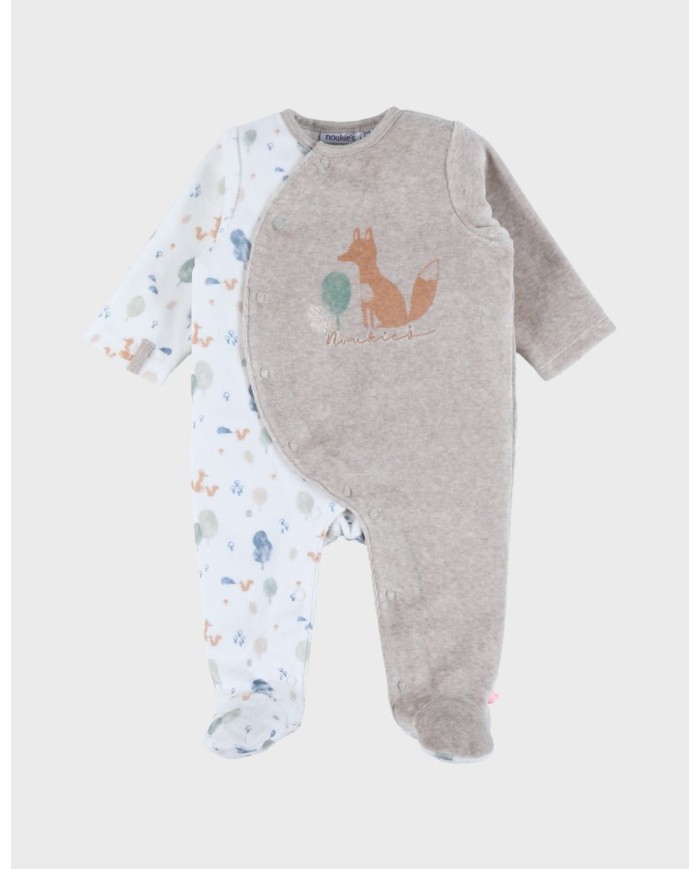 Pyjama bébé, velours imprimé renard