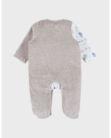 Pyjama bébé, velours imprimé renard
