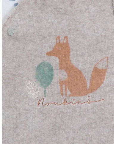 Pyjama bébé, velours imprimé renard