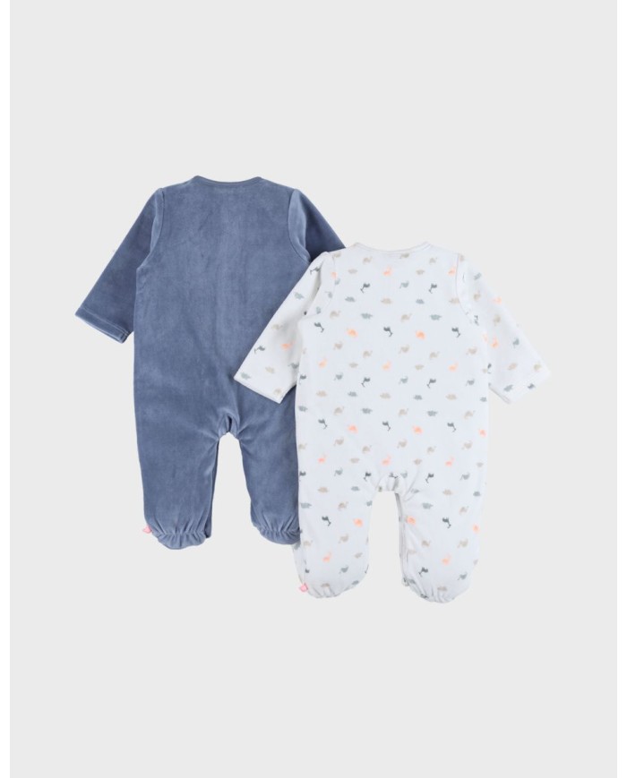 Lot de 2 pyjamas bébé en velours - Dinos